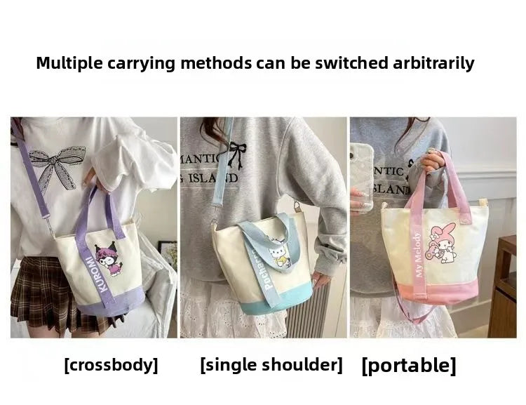 サンリオ ハローキティ クロミ キャンバス ショルダーバッグ かわいい アニメ プリント 軽量 クロスボディ財布 女の子用