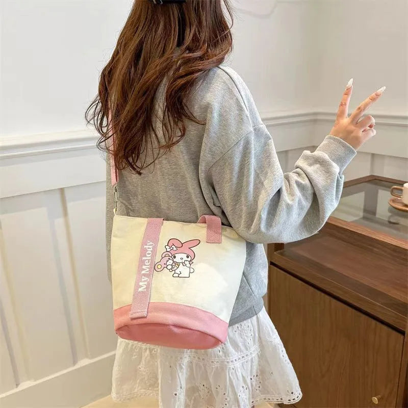 サンリオ ハローキティ クロミ キャンバス ショルダーバッグ かわいい アニメ プリント 軽量 クロスボディ財布 女の子用