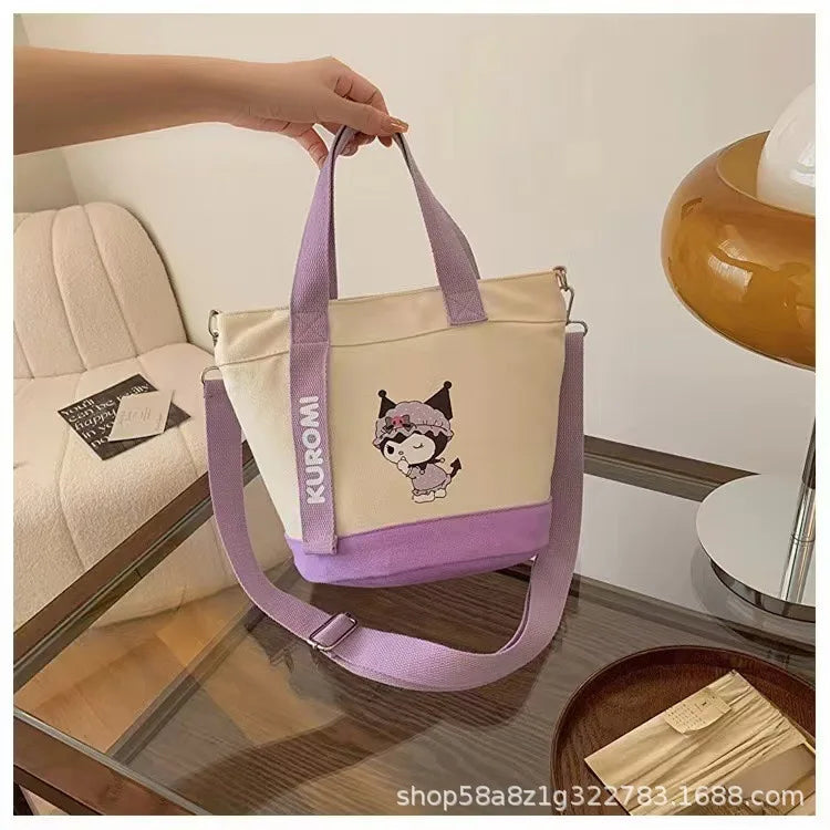 サンリオ ハローキティ クロミ キャンバス ショルダーバッグ かわいい アニメ プリント 軽量 クロスボディ財布 女の子用