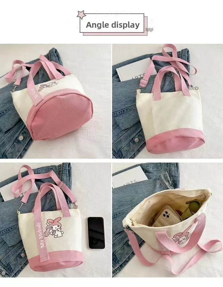 サンリオ ハローキティ クロミ キャンバス ショルダーバッグ かわいい アニメ プリント 軽量 クロスボディ財布 女の子用