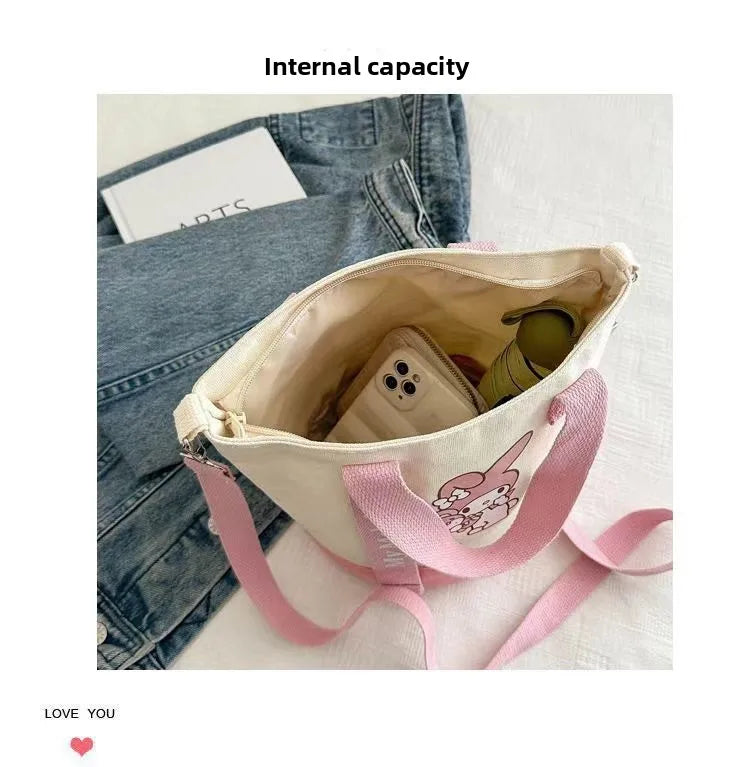 サンリオ ハローキティ クロミ キャンバス ショルダーバッグ かわいい アニメ プリント 軽量 クロスボディ財布 女の子用