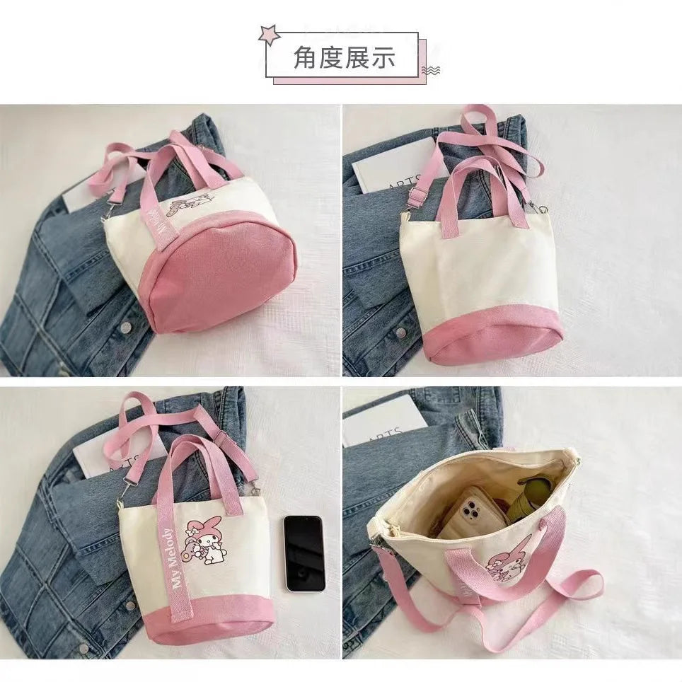 サンリオ ハローキティ クロミ キャンバス ショルダーバッグ かわいい アニメ プリント 軽量 クロスボディ財布 女の子用